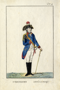 32416 Afbeelding van een man in het uniform van het burgerbewapeningskorps 'Utrechtsche Artillery'.